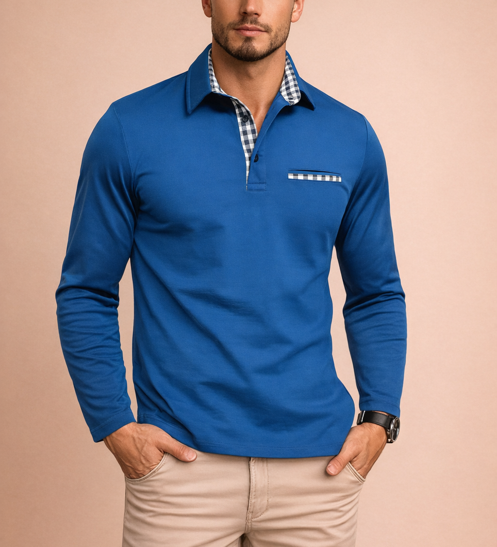 Luca Moreau | Long Sleeve Polo Shirt For Men