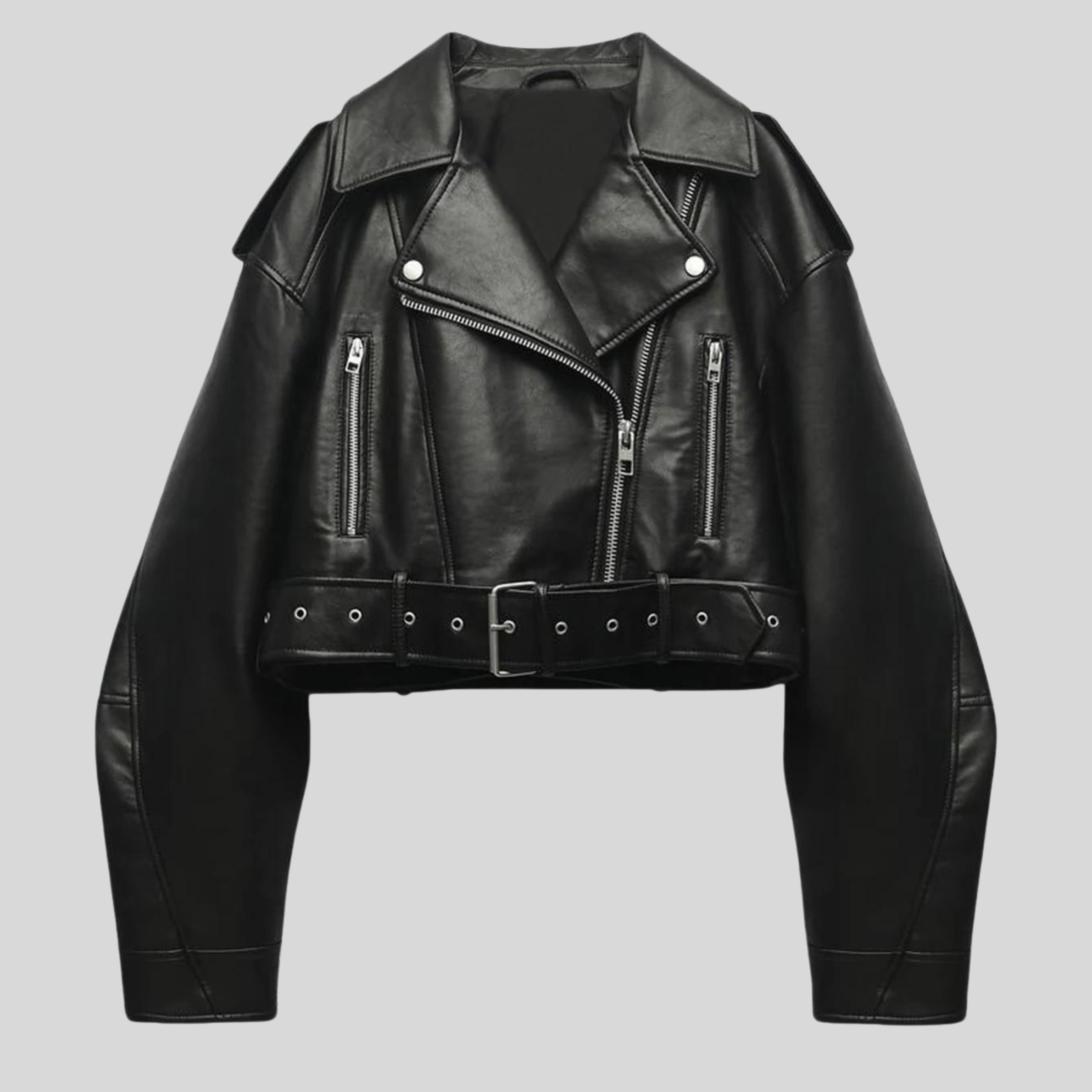 Alessia Romano | Cropped Moto Leather Jacket For Women