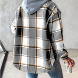 Grace Sutton | Plaid Flannel Hooded Shacket For Women