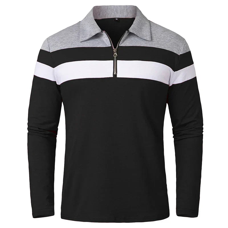 AB™ | Dryžuoti polo marškinėliai su užtrauktuku