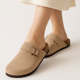 Aria | Suede Clogs with Cork Footbed