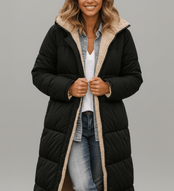Amelia Laurent | Hooded Longline Puffer Coat For Women