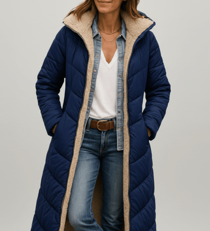 Amelia Laurent | Hooded Longline Puffer Coat For Women