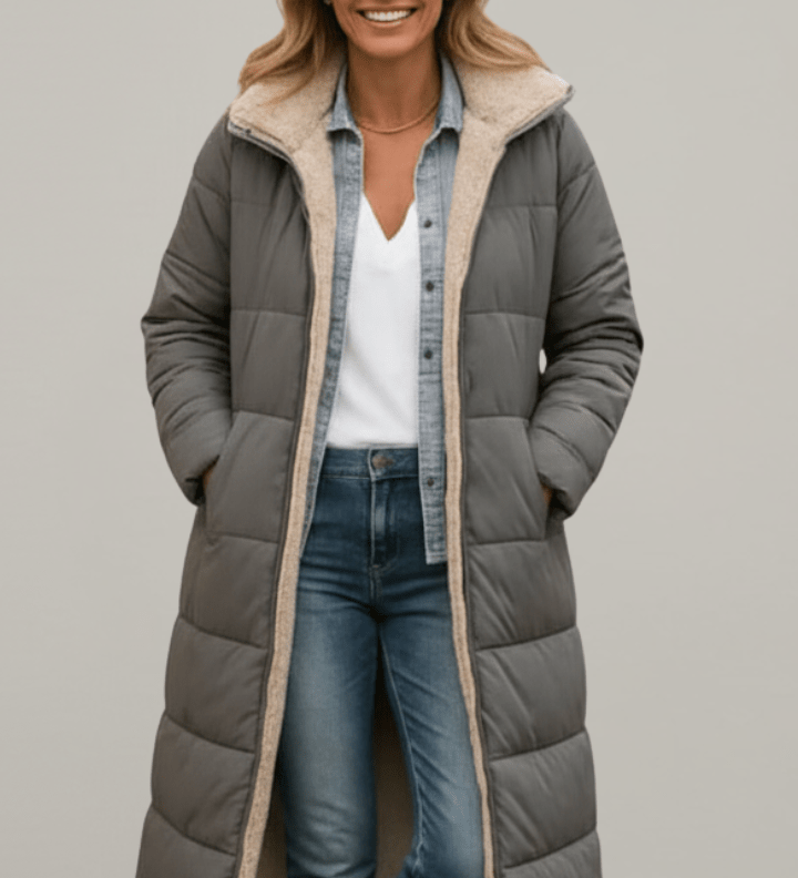 Amelia Laurent | Hooded Longline Puffer Coat For Women