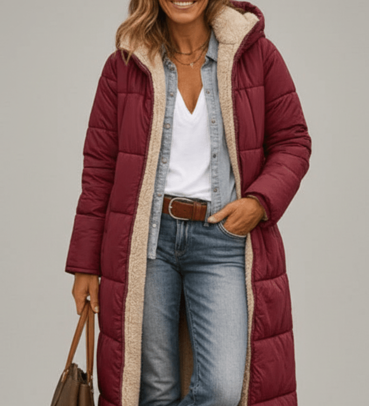 Amelia Laurent | Hooded Longline Puffer Coat For Women