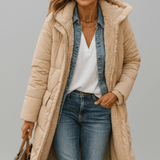 Amelia Laurent | Hooded Longline Puffer Coat For Women