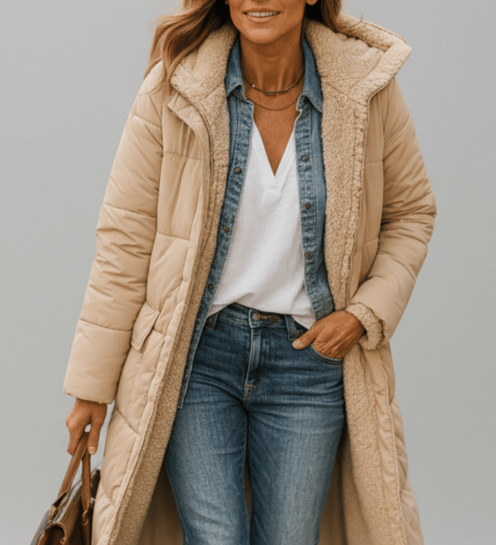 Amelia Laurent | Hooded Longline Puffer Coat For Women