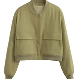 Alessia Romano | Cropped Snap-Button Structured Bomber Jacket For Women