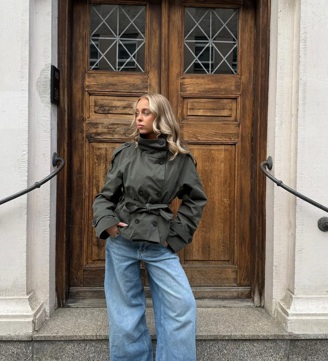 Isabella Laurent | Cropped Belted Trench Jacket For Women
