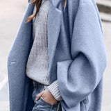 Amélie Laurent | Oversized Wool Blend Long Coat For Women