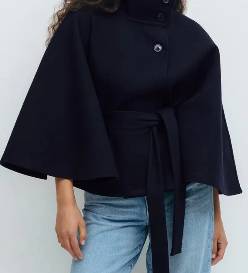 Valentina Moretti | Belted Cape Coat For Women