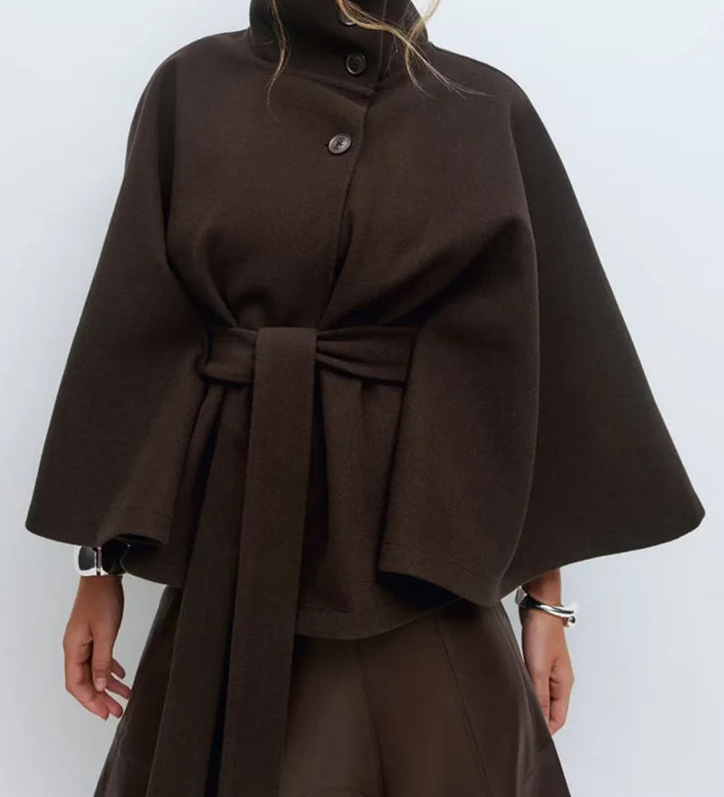 Valentina Moretti | Belted Cape Coat For Women