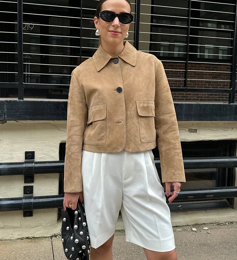 Lucienne Caruso | Cropped Suede Jacket For Women
