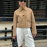 Women's Cropped Suede Jacket — Autumn Outerwear Australia