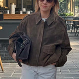 Valeria Romano | Vintage Suede Cropped Jacket For Women