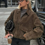 Valeria Romano | Vintage Suede Cropped Jacket For Women