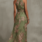 Avelisse – Floral Halter Maxi Dress