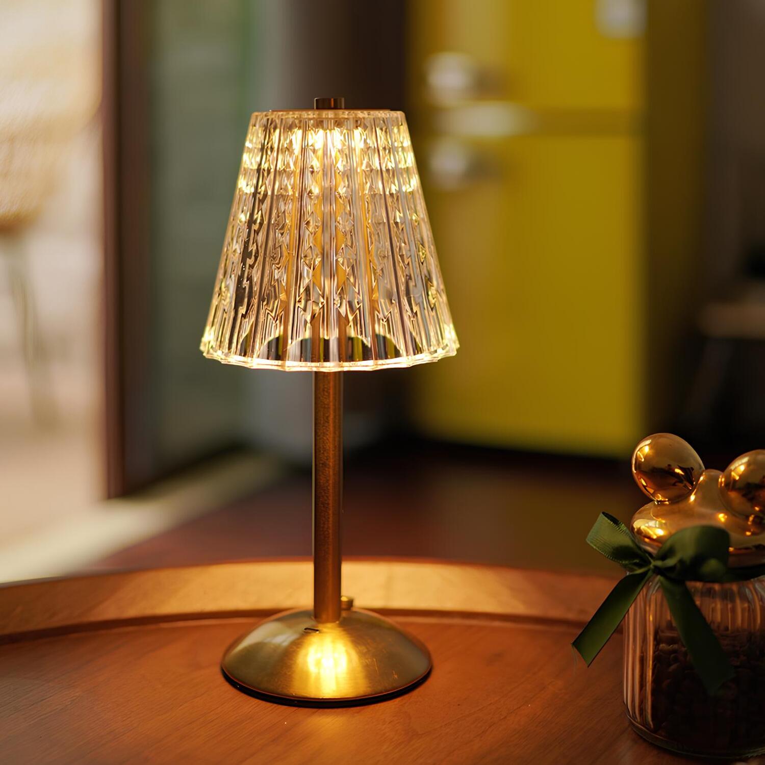 Candeeiro Mesa Cristal Dourado