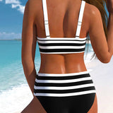 Martina™ | Dryžuotas aukšto liemens bikinis