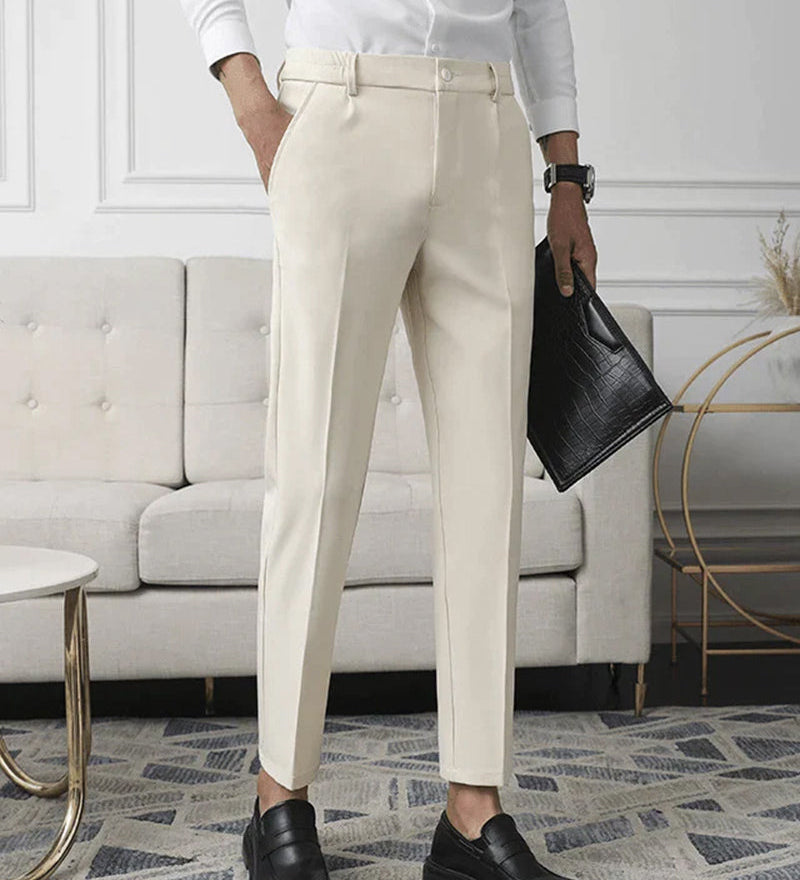 Giovanni Bellucci | Tailored Slim Fit Trousers with Refined Structure For Men
