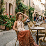 Boho Romance Pleated Halter Neck Chiffon Top