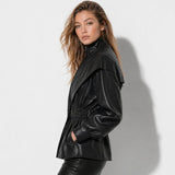 Valentina Moreau | Luxe Faux Leather Peplum Jacket For Women