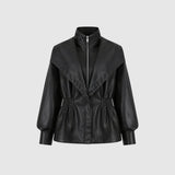 Valentina Moreau | Luxe Faux Leather Peplum Jacket For Women