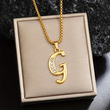 Crystal Accent Initial Necklace | Gold