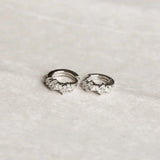Crystal Cluster Huggies | White Gold