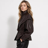 Valentina Moreau | Luxe Faux Leather Peplum Jacket For Women