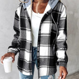 Grace Sutton | Plaid Flannel Hooded Shacket For Women