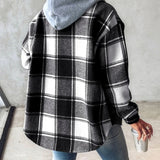Grace Sutton | Plaid Flannel Hooded Shacket For Women
