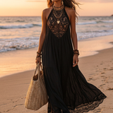 Elegant Bohemian Sleeveless Soft Drape Statement Evening Maxi Dress
