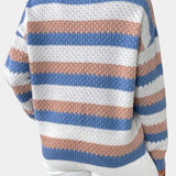 Camille | Oversized dryžuotas megztinis apvalia iškirpte