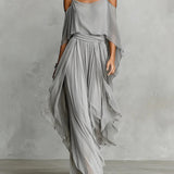Renata | Gray Fluid Set with Strappy Top and Lightweight Pants