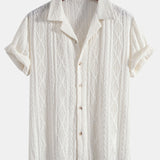 Geometrisch Jacquard Cubaanse Shirt & Rechte Linnen Broek
