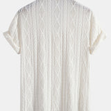 Geometrisch Jacquard Cubaanse Shirt & Rechte Linnen Broek