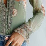 Bohemian Floral Printed Lace Blouse