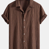 Geometrisch Jacquard Cubaanse Shirt & Rechte Linnen Broek