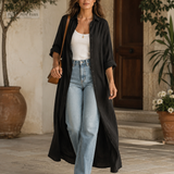 Black Button-Front Bohemian Shirt Maxi Dress