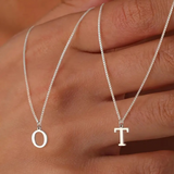 Love letter initial necklace | White Gold