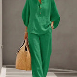 Maribel | Set with Batwing Sleeves and Wide Pants