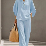Maribel | Set with Batwing Sleeves and Wide Pants