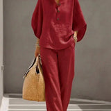 Maribel | Set with Batwing Sleeves and Wide Pants