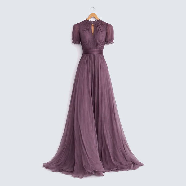Ashley | Vintažinė elegantiška šifoninė maxi suknelė