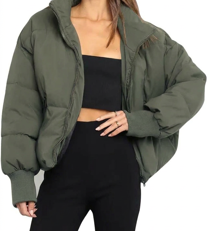 Mia Thompson | Cropped Quilted Puffer Jacket For Women