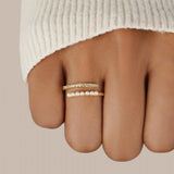 Virelle Pearl Crystal Open Ring | Gold